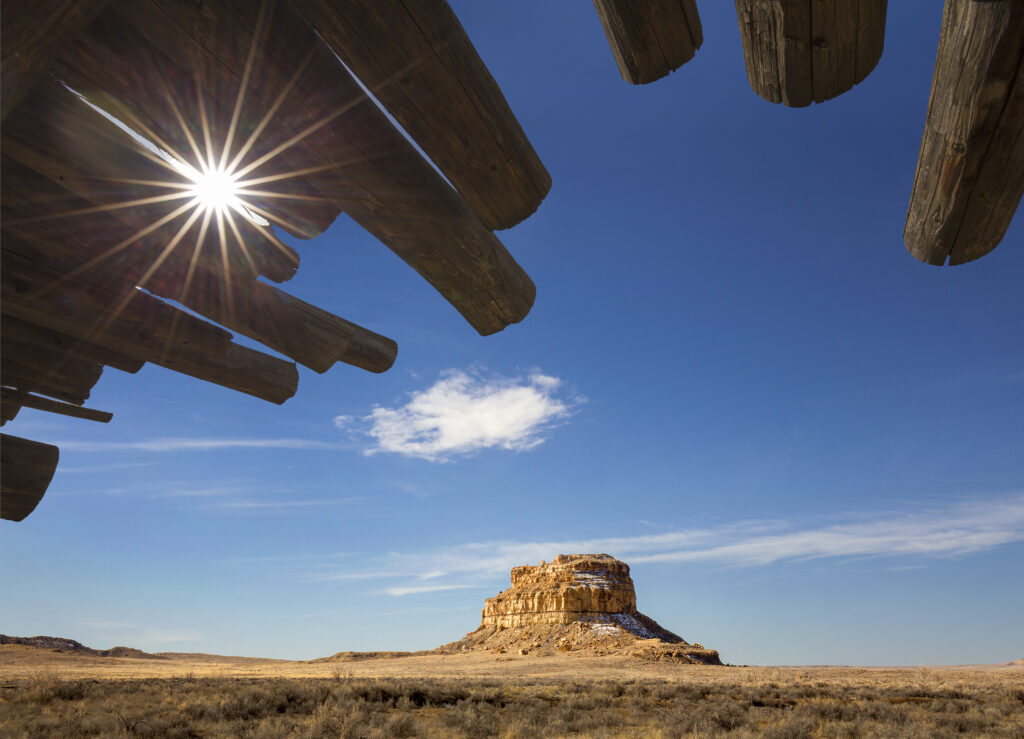 Tiwa territory, the Rio Grande with a view of the Sandia Mountains in the background